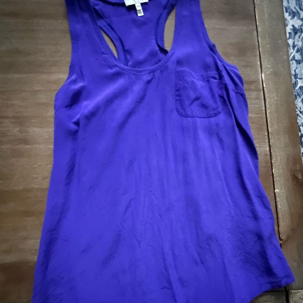 Jolie Purple Blue Sleeveless Cut Out Tank Top